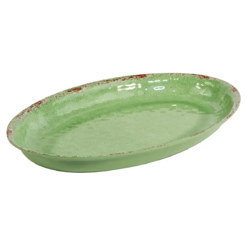 BauscherHepp TG16311 2-1/4 Qt Oval Bowl Green Distressed Glaze Melamine