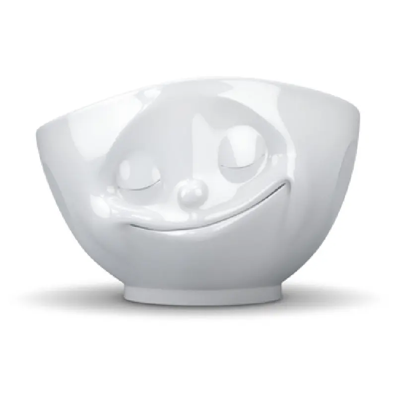 BauscherHepp 145012 3-3/10 Oz Porcelain Bowl Embossed Happy Face White
