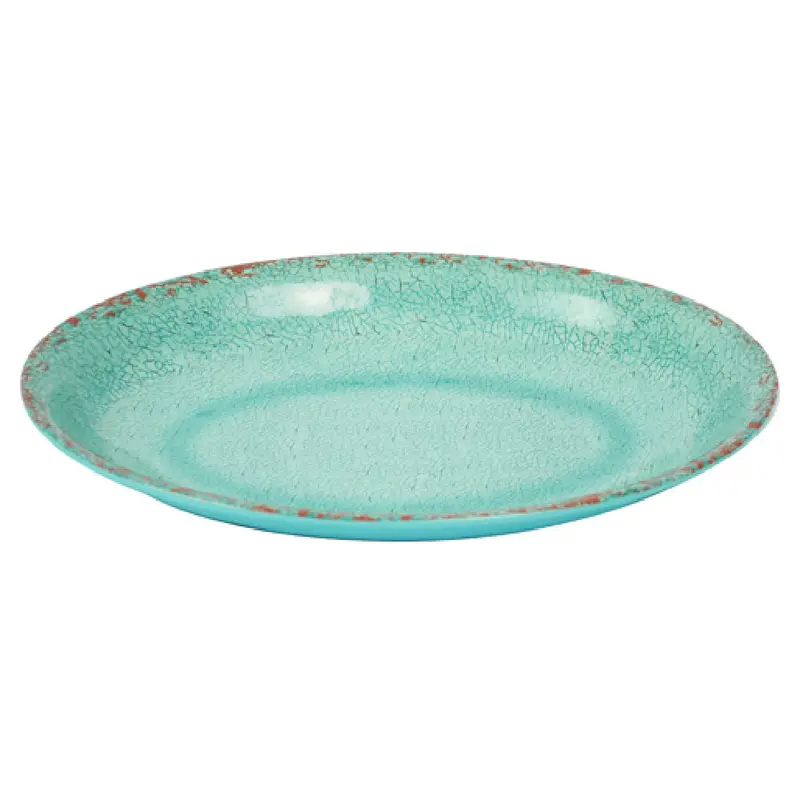 BauscherHepp TBL16314 8-1/4 Inch Melamine Oval Bowl Blue Distressed Crackle Glaze