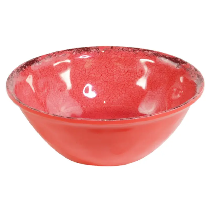 BauscherHepp TR1636 8 Oz Rice Bowl Red Distressed Crackle Glaze Melamine