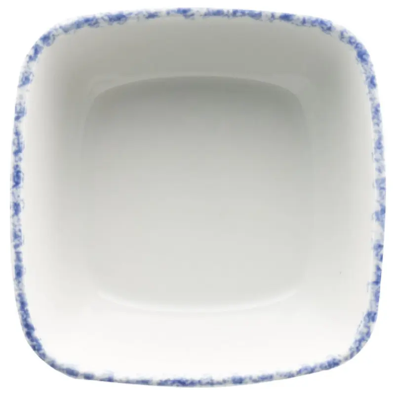 International Tableware PR-31-CB 6 Oz Fruit Dish Curved Square Porcelain European White with Blue