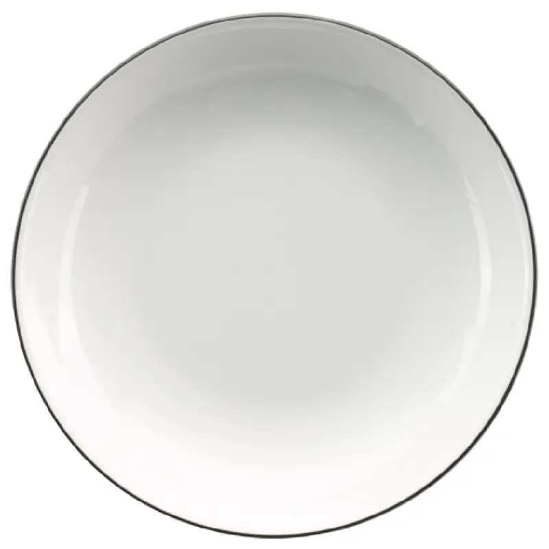 International Tableware TB-110-BL 40 Oz Round Pasta Bowl Porcelain Black White
