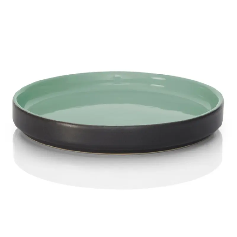 BauscherHepp 53.0039.0102 5.5 Inch Diameter Round Flat Plate Ceramic Geo Green