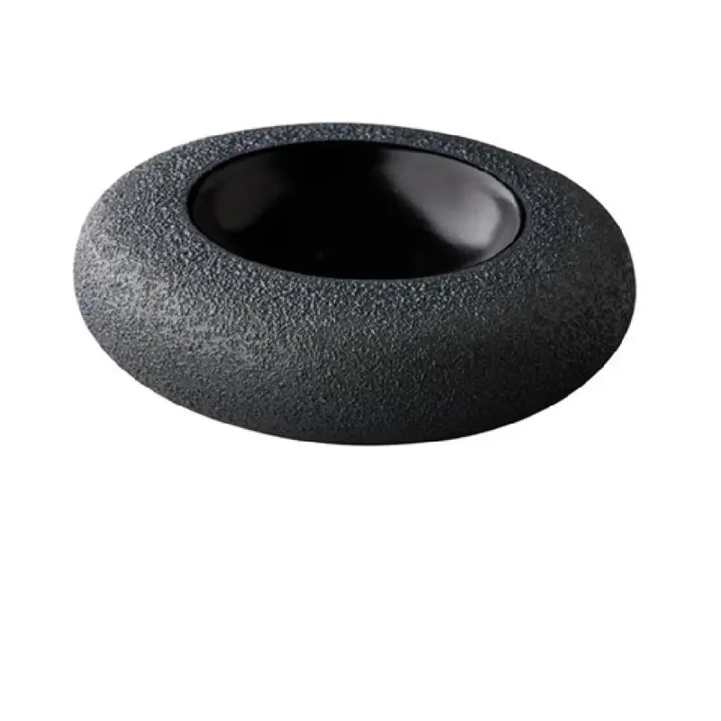 BauscherHepp RD18534 6.7 Inch Round Donut Bowl 3.4 Oz Vitrified China Vulcanic Black