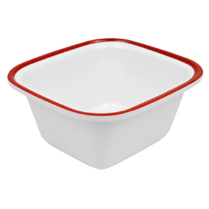 BauscherHepp TREW7616 27 Oz Enamelware Dish Red Rim Melamine Rectangular