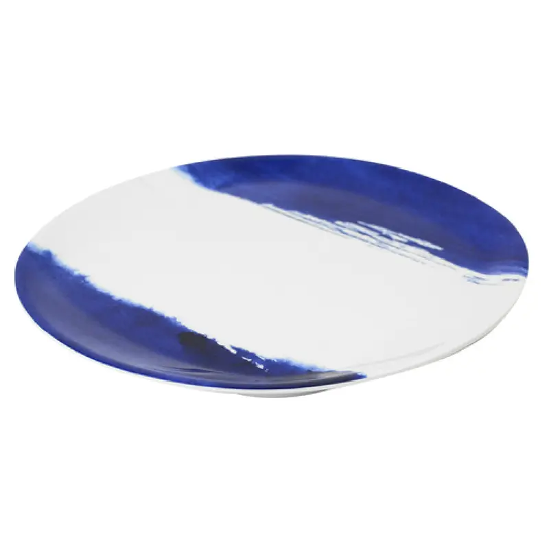 BauscherHepp T5880BLWC 11 Inch Diameter Round Plate Dishwasher Safe Melamine Blue Watercolor