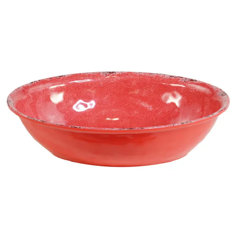 BauscherHepp TR1638 1-1/4 Quart Bowl Melamine Oval Red Distressed Crackle