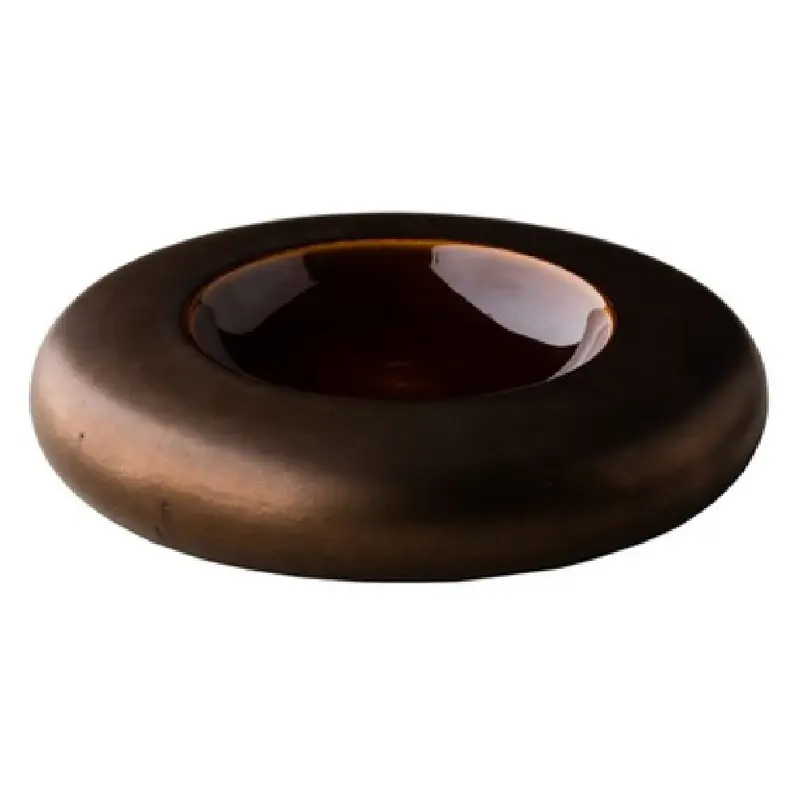 BauscherHepp RD18425 8.7 Inch Diameter Round Donut Bowl 2.2 Oz Vitrified China Metallic Gold