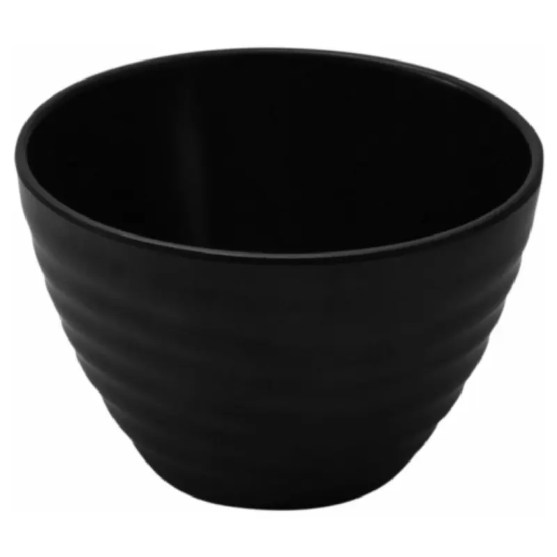 BauscherHepp TB1553 22 Oz Round Bowl Rippled Melamine Black Chip Stain Resistant