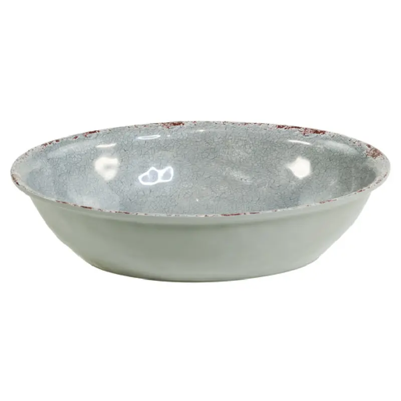 BauscherHepp TGY1638 1-1/4 Quart Oval Bowl Crackle Glaze Melamine Gray