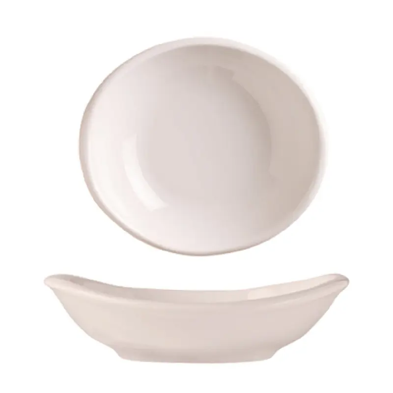 Libbey INF-050 4 Oz Bowl Porcelain Bright White 5 Inch Oval 2-1/2 Inch Foot