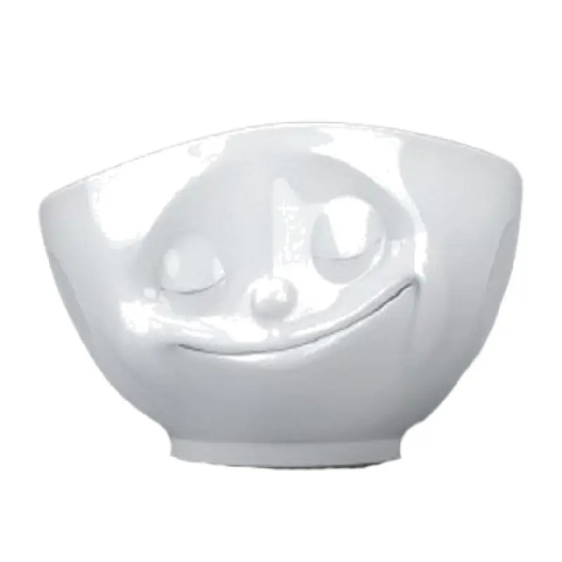 BauscherHepp 145003 16 Oz Bowl Porcelain Embossed Happy Face White