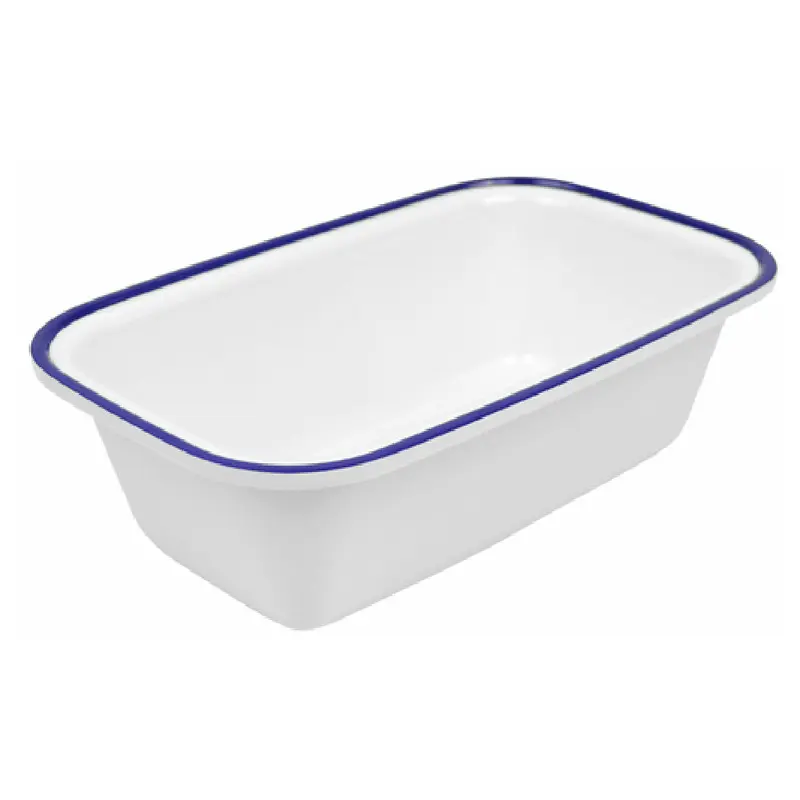 BauscherHepp TEW7614 GN 1/4 Size 1-1/2 Quart Dish White Melamine with Blue Rim