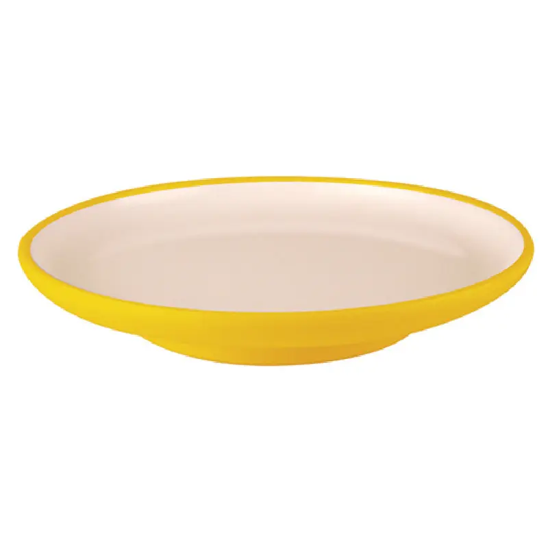 BauscherHepp TYE14022W 5 Inch Sushi Plate Yellow and White Melamine - 10 Packs