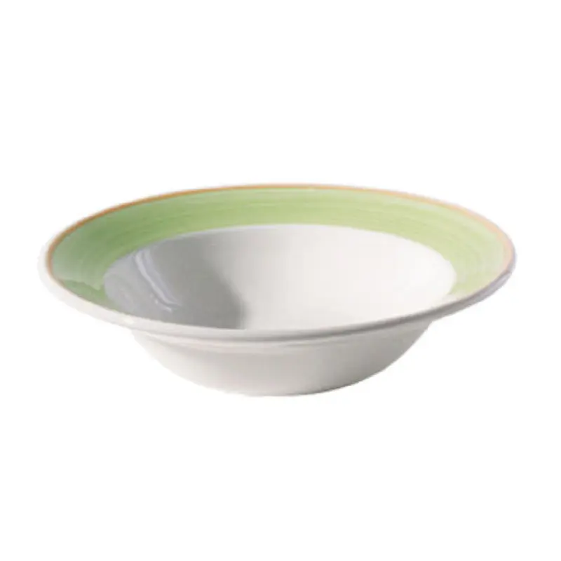 Tableware Solutions USA 55COGRE013 11 Oz Grapefruit Cereal Bowl Round Scratch Resistant White with Green Rim