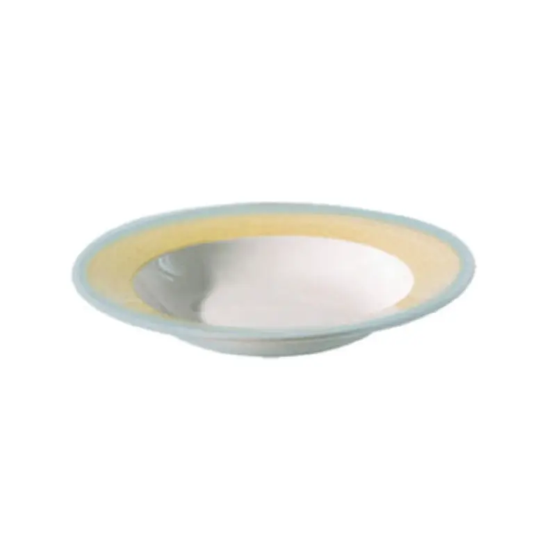Tableware Solutions USA 55COYEL005 11 Oz Soup Plate Round White with Yellow Rim