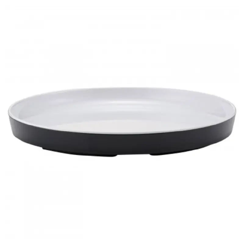 BauscherHepp TB4652W 8-1/5 Inch Diameter Round Plate Melamine Black and White
