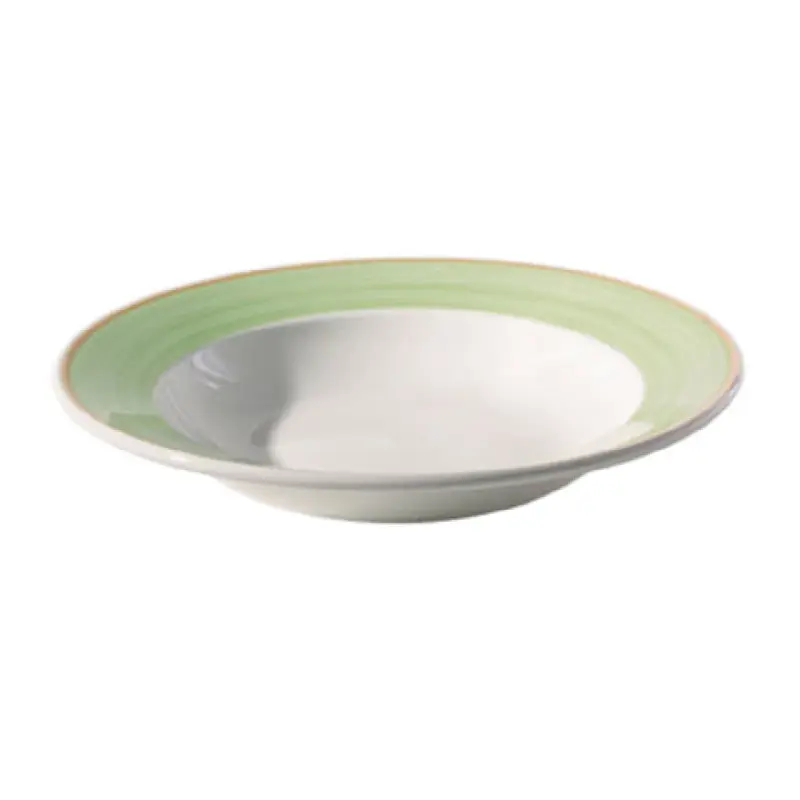 Tableware Solutions USA 50COBRG213 4 Oz Fruit Nappy Bowl Round White Green Rim
