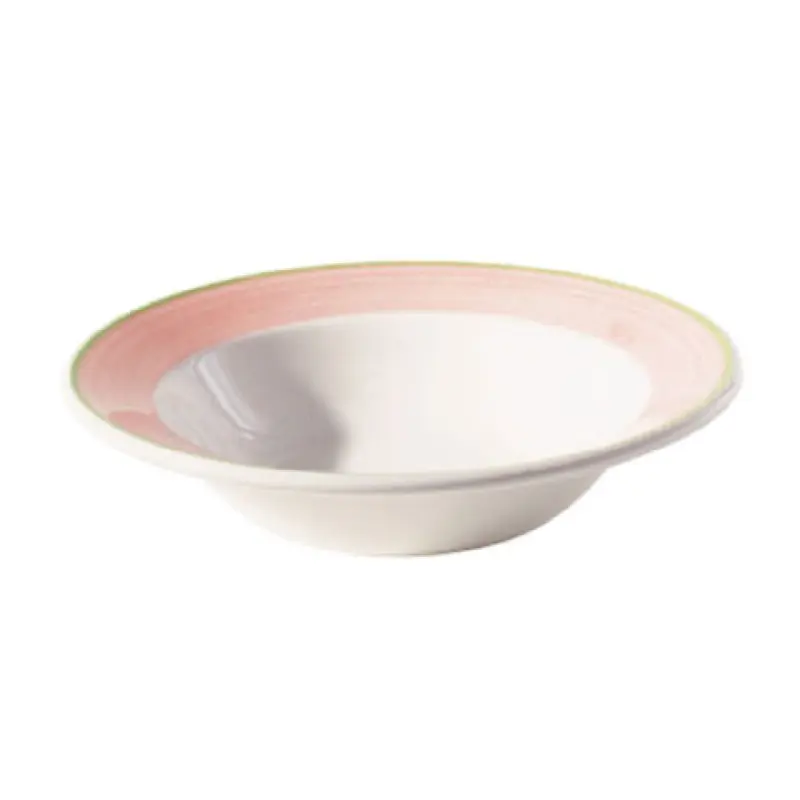 Tableware Solutions USA 55COPIN013 11 Oz Grapefruit Cereal Bowl Round Ceramic White Pink Rim
