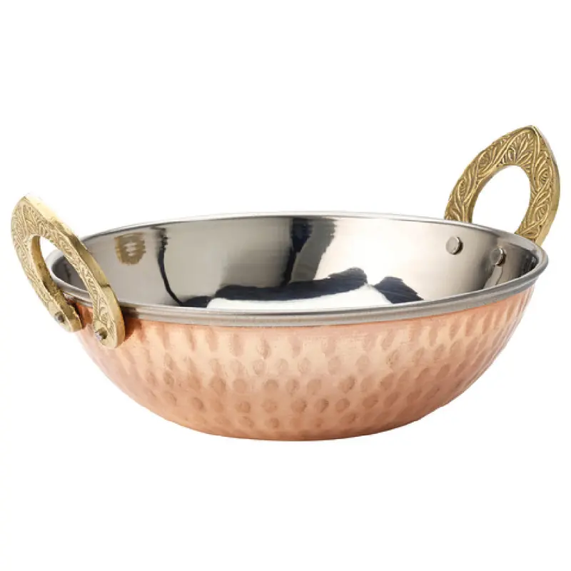 Tableware Solutions USA F91062 24-1/4oz Copper Kadai Dish with Double Handles