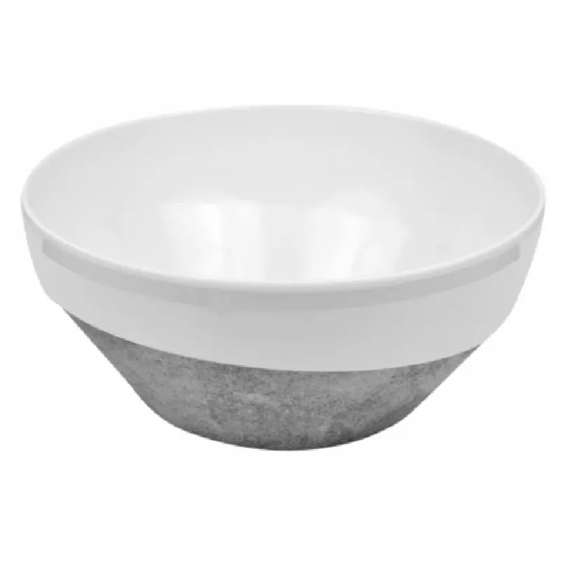 BauscherHepp TCN9260 2 Qt Round Bowl Concrete Effect Melamine White Gray 12 Packs