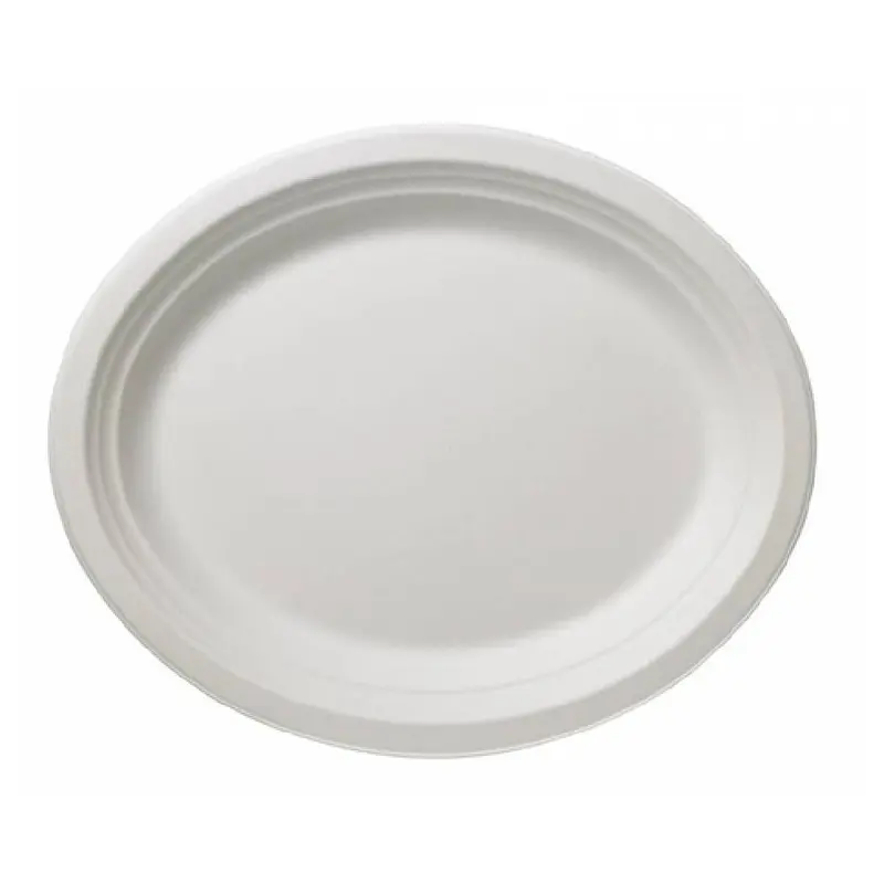 Tableware Solutions USA Q2015 12-5/8 Inch Biodegradable Oval Plate White