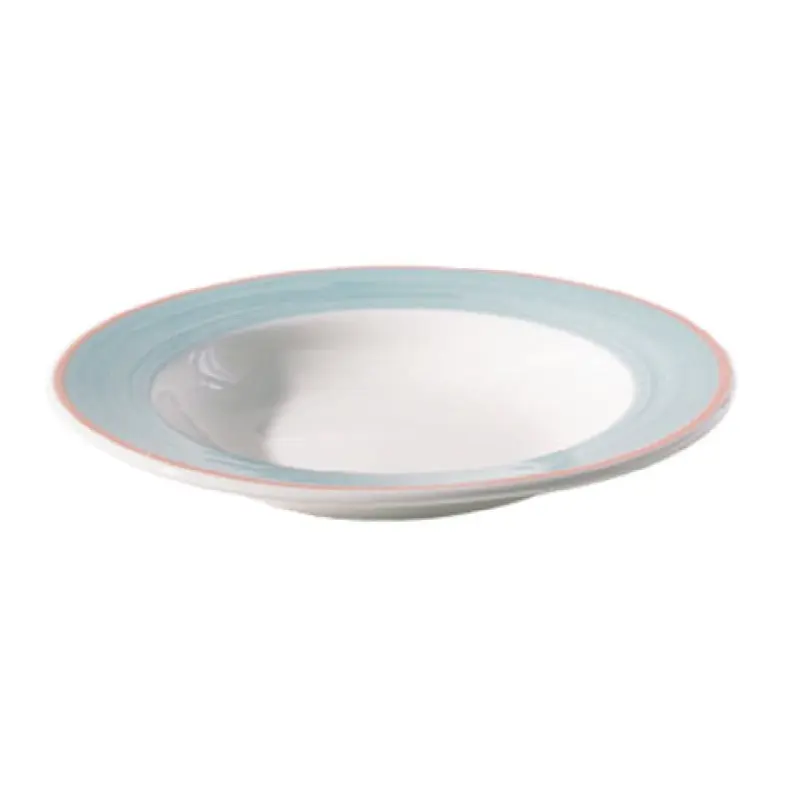 Tableware Solutions USA 55COBLU104 22 Oz Pasta Soup Plate Round White with Blue Rim