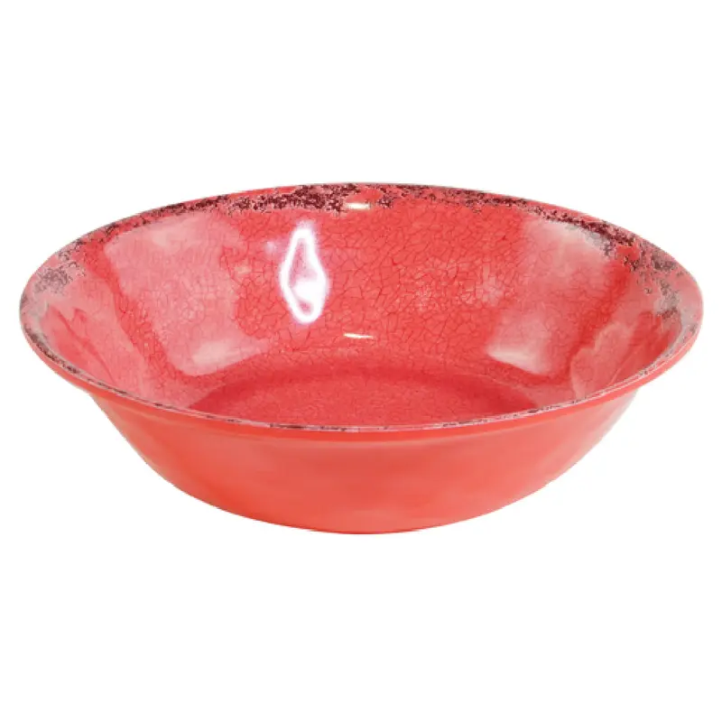 BauscherHepp TR1632 21 Oz Red Melamine Bowl with Distressed Crackle Glaze