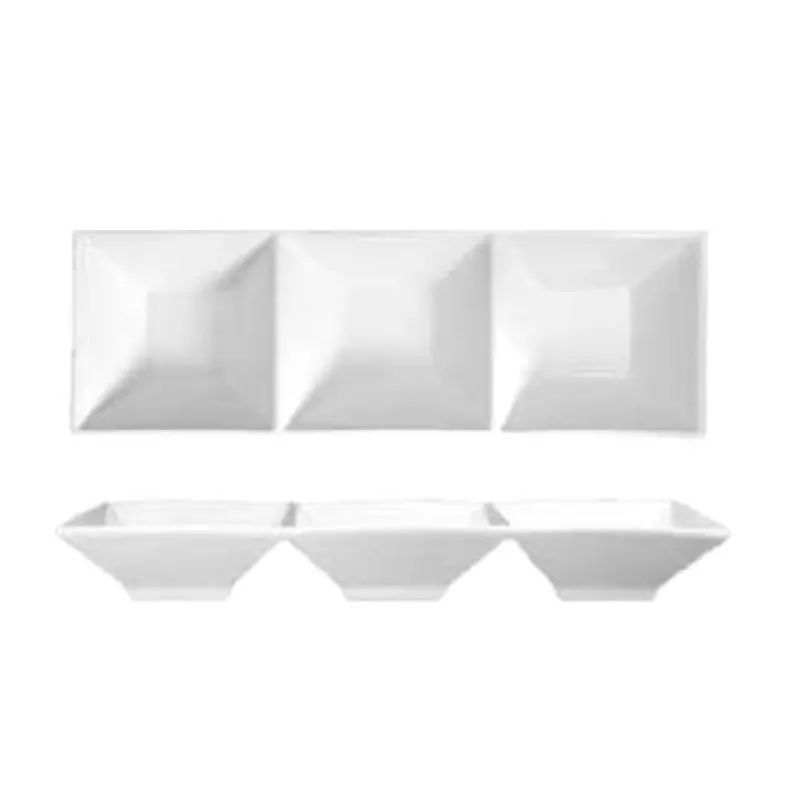 International Tableware FA3-15 15 Inch Bowl Platter with 3 Compartments Porcelain Bright White
