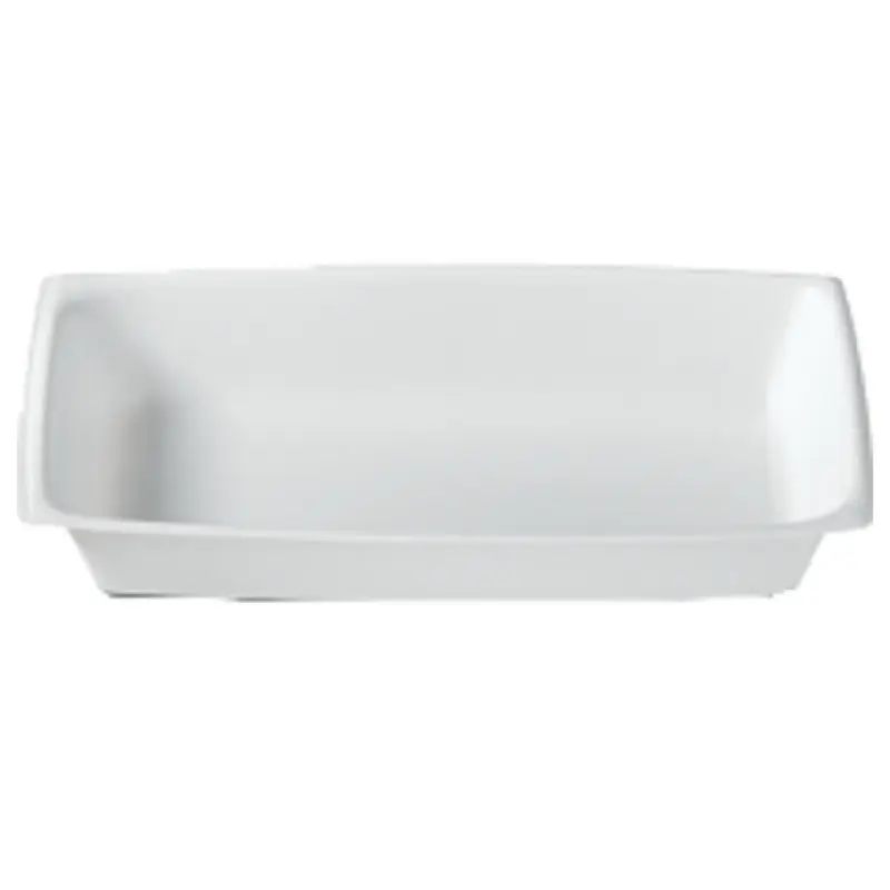 Dinex DXHH8 12 Oz Rectangular Disposable Tray White Recyclable Plastic