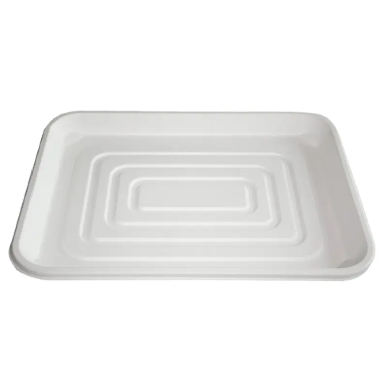 Dinex DXTR1418D42 18 Inch Compostable Tray Rectangular Bagasse Natural Ivory