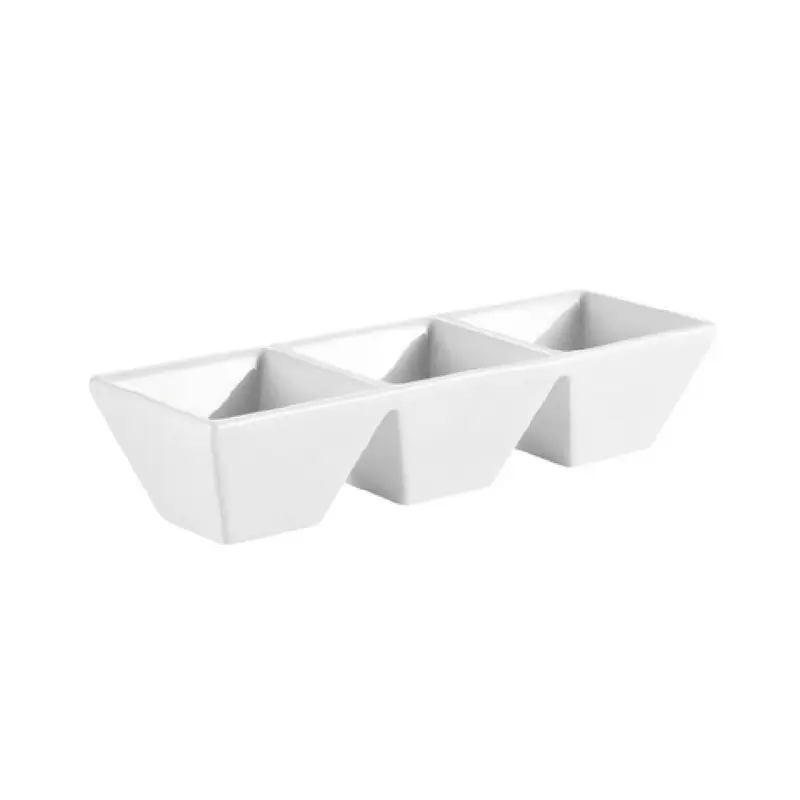 CAC China CN-3T9 9-5/8 Inch Super White China Divided Side Dish Plate 4 Oz 3 Compartments