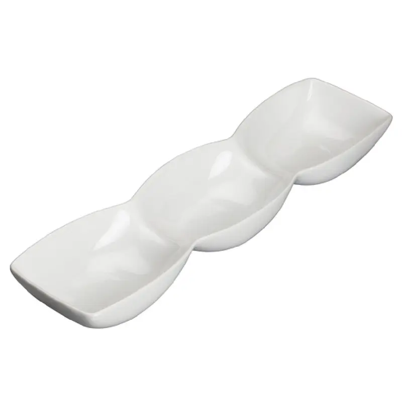 Winco WDP017-101 24 Oz. OA Porcelain Trio Bowl with 3 Compartments