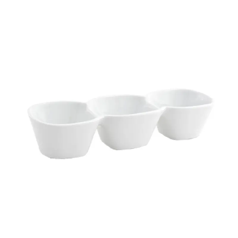 FOH BBO008WHP22 Mod Divided Dish 3-compartment 12 Oz. (4 Oz. Per Bowl)