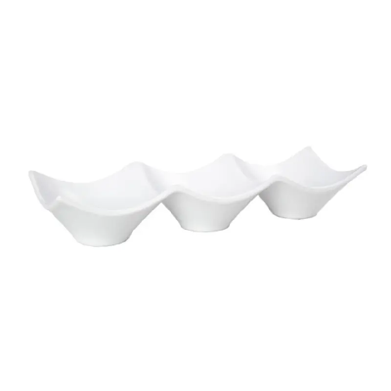 FOH DBO074WHP22 Origami Divided Dish 3-compartment 2 Oz. Per Bowl