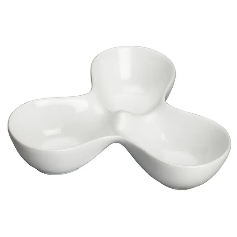 Winco WDP017-103 10 Oz. with 3 Compartments Porcelain Dish Bowl Bright White