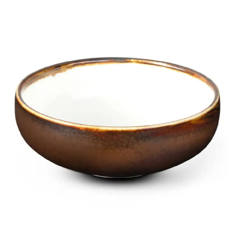 Bon Chef 2020003P 48 Oz Round Bowl Porcelain Amaretto and White