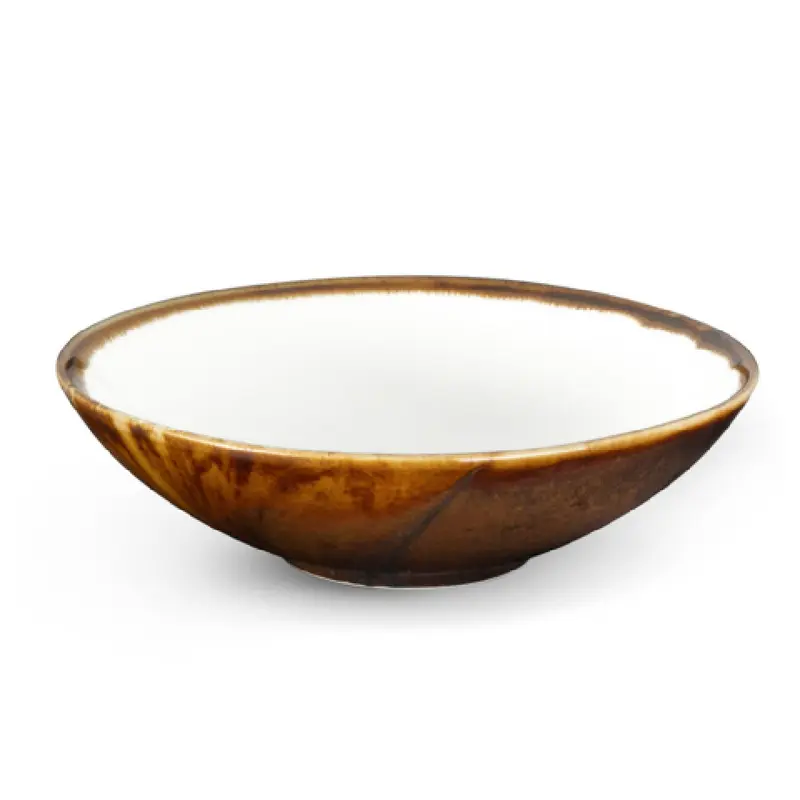 Bon Chef 2020006P 40 Oz Round Bowl with Inner White Outer Brown Porcelain
