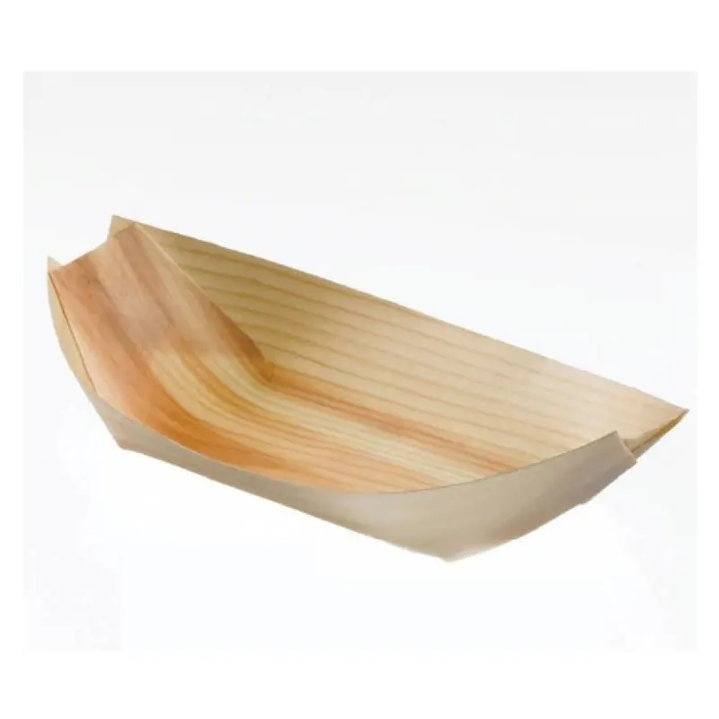 Tableware Solutions USA S0043.S 6-4/5 Inch Biodegradable Finger Food Boat Pine Wood