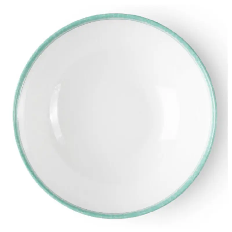 Bon Chef 53987-A 15 Oz Melamine Tidal Coupe Bowl White Aqua Decal