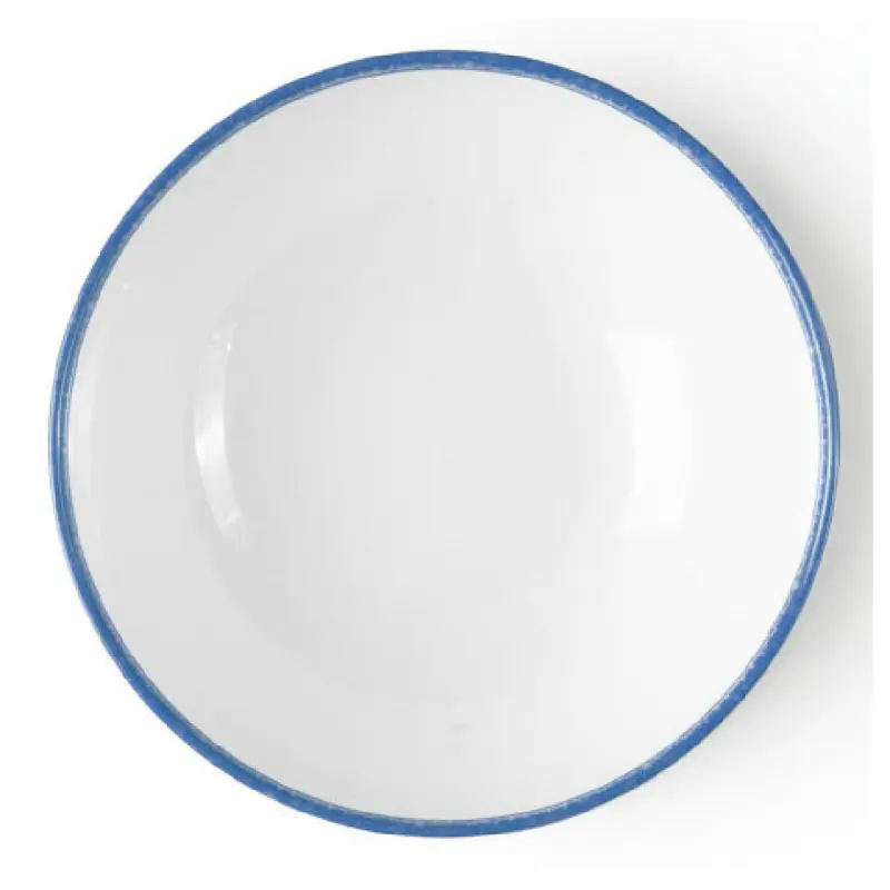 Bon Chef 53987-BL 15 Oz Tidal Coupe Bowl Round Melamine White and Blue Decal