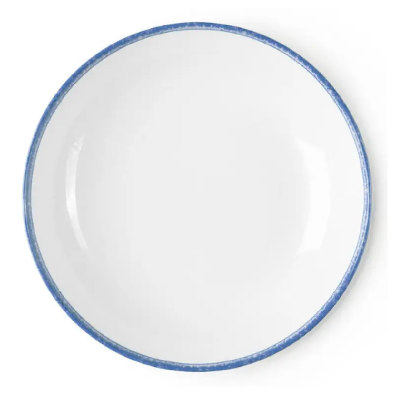 Bon Chef 53988-BL 27 Oz Melamine Coupe Bowl 8.5 Inch Round White with Blue Decal