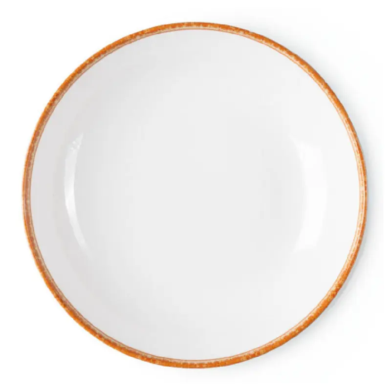 Bon Chef 53988-O 27 Oz. Tidal Coupe Bowl Round White Melamine with Orange Decal