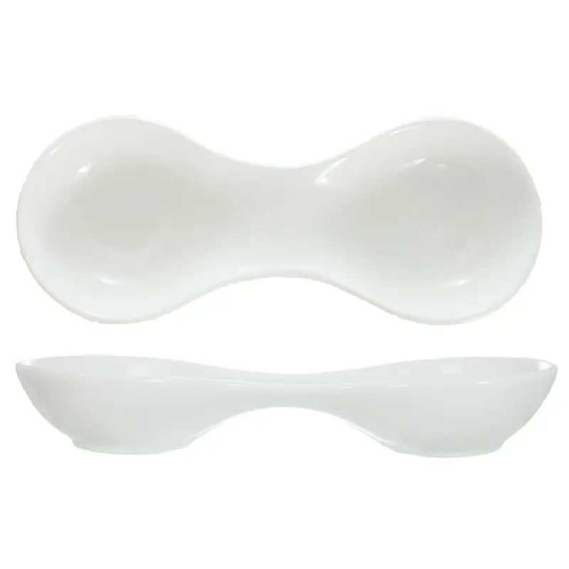 International Tableware BL-975 9-7/8 Inch Compartment Dish 2 Wells Porcelain Bright White