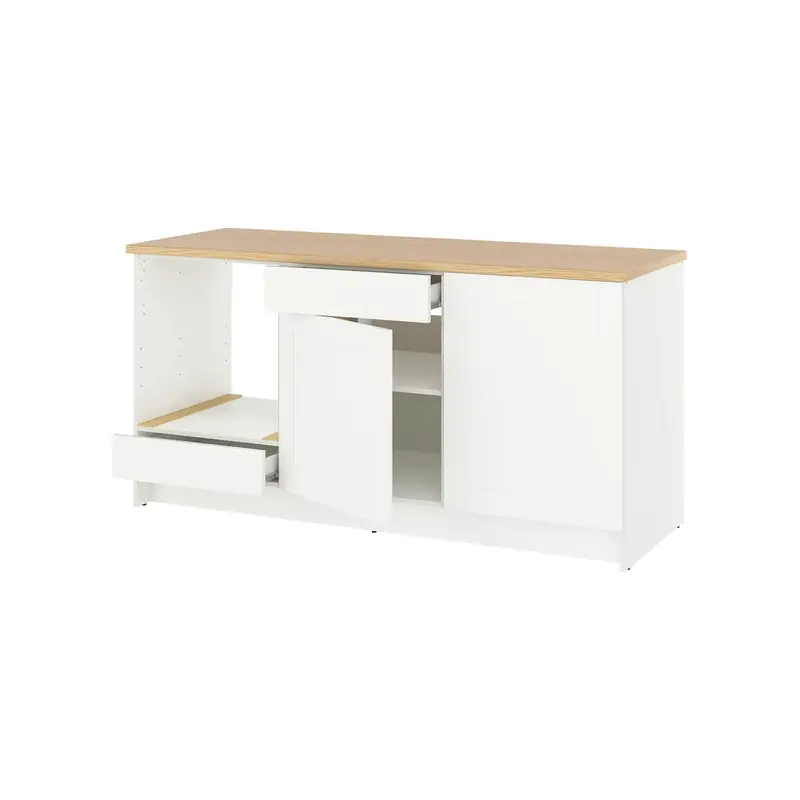 KNOXHULT base cabinet with doors and drawer, white frame, 180 cm