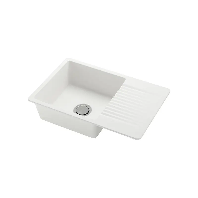 KILSVIKEN inset sink, 1 bowl with drainboard, white quartz composite, 72x46 cm