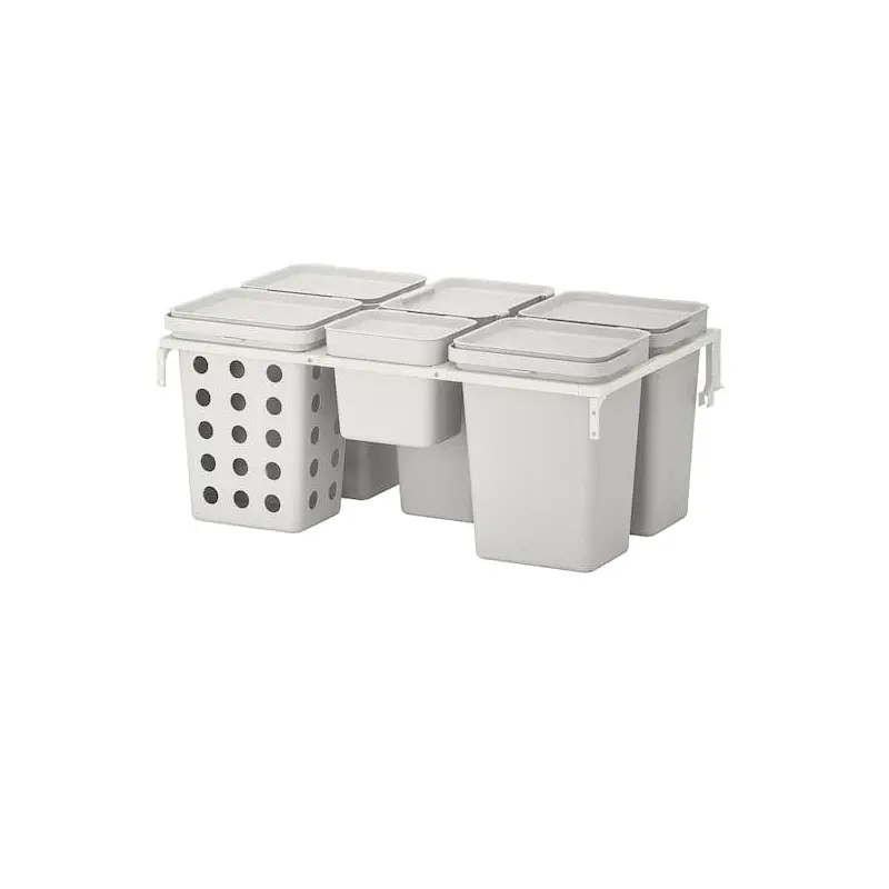 HLLBAR waste sorting solution, for METOD kitchen drawer ventilated/light grey, 53 l