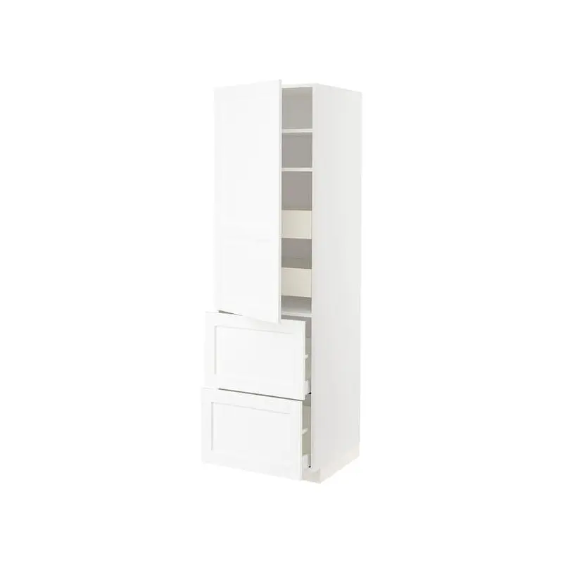 METOD / MAXIMERA hi cab w shlvs/4 drawers/dr/2 frnts, white Enkping/white wood effect, 60x60x200 cm