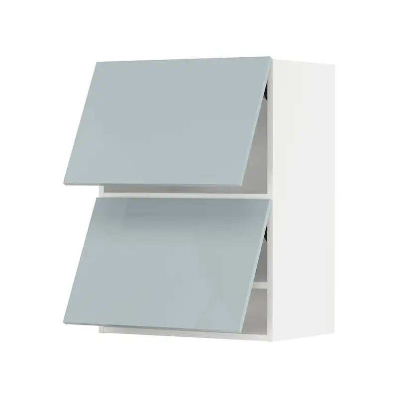 METOD wall cabinet horizontal w 2 doors, white/Kallarp light grey-blue, 60x80 cm