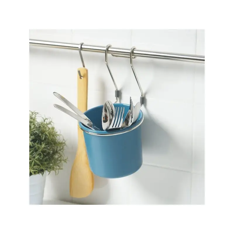 HULTARP container, blue/nickel-plated, 14x16 cm